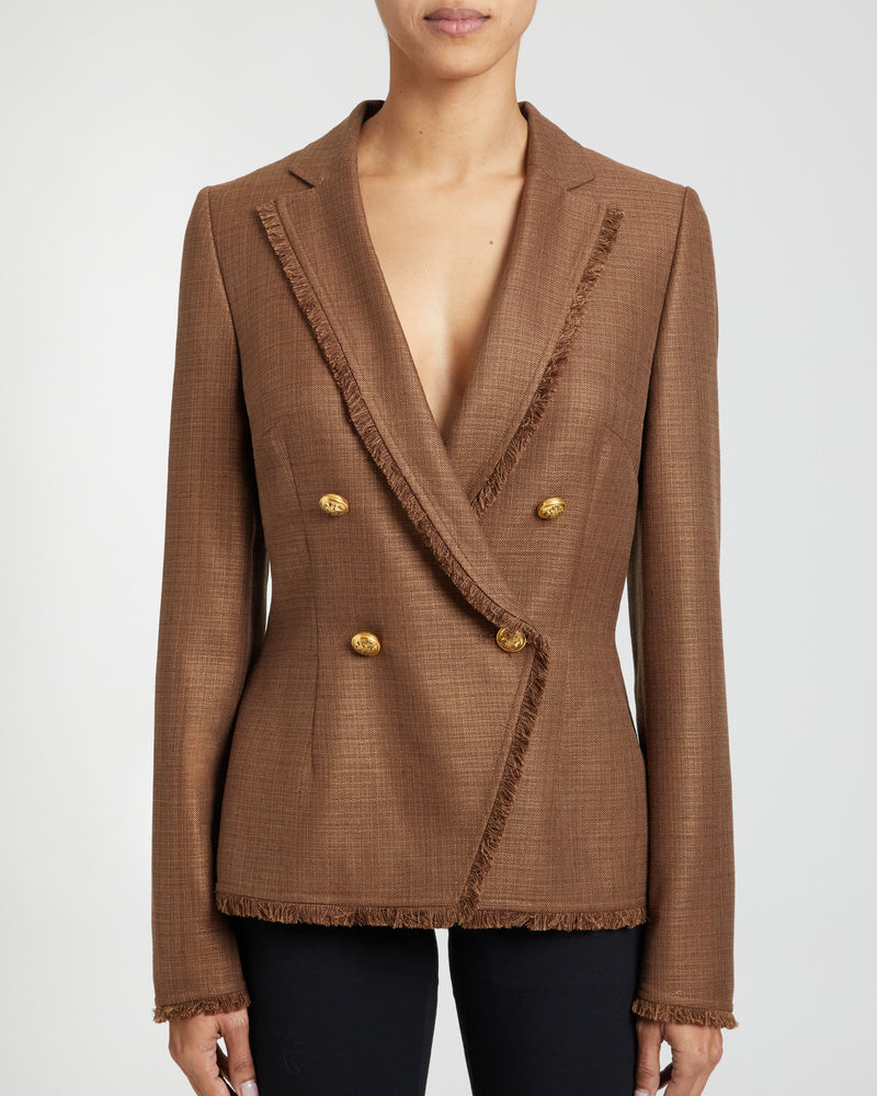 ALAIA Double Breasted Four-Button Jacket in Silk Blend