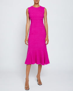 ANDI Sleeveless Fit and Flare Sheath Dress in Luxury Tweed