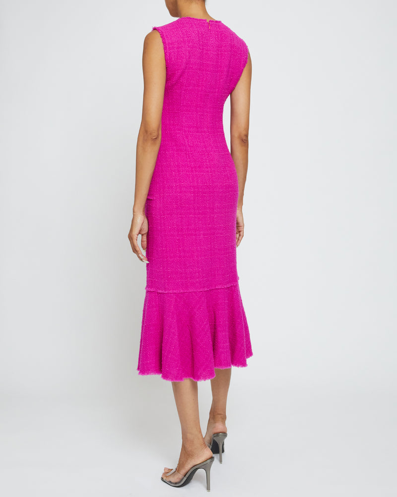 ANDI Sleeveless Fit and Flare Sheath Dress in Luxury Tweed