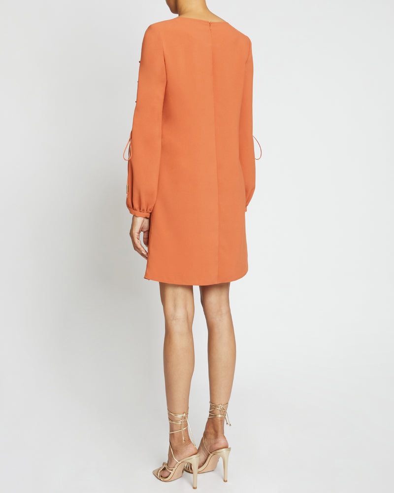 ARIES Long Sleeve Shift Dress with Grommet Detail