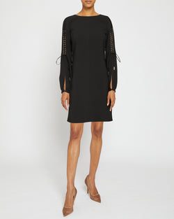 ARIES Long Sleeve Shift Dress with Grommet Detail