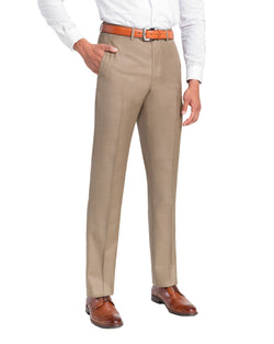 Tan, Flat Front Trouser, Loro Piana Wool Fabric, Made in Italy