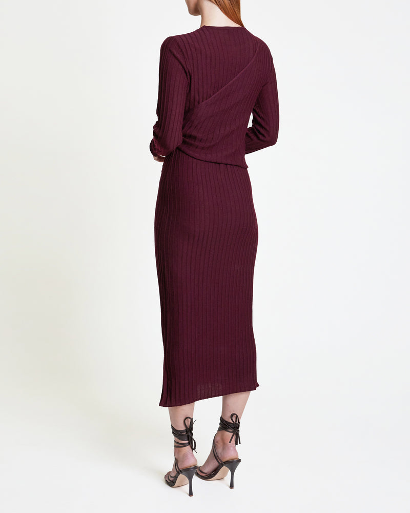 EVELYN Wool and Cashmere Knit Dress with Wrap Panel