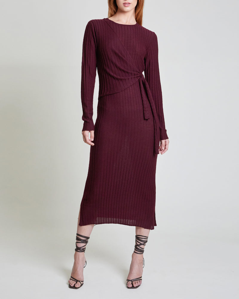 EVELYN Wool and Cashmere Knit Dress with Wrap Panel