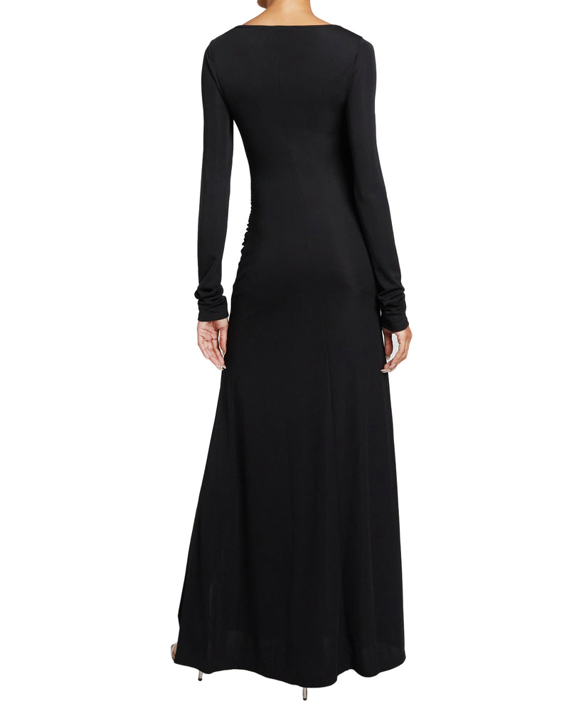 ABBY Long Sleeve Dress with Side Ruching in Luxury Jersey