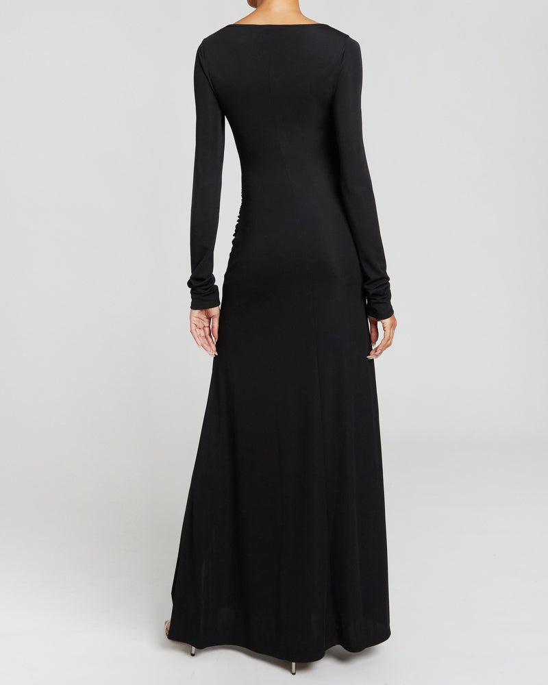 ABBY Long Sleeve Dress with Side Ruching in Luxury Jersey