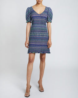 BIANCA Tweed Shift Dress with Puff Sleeves