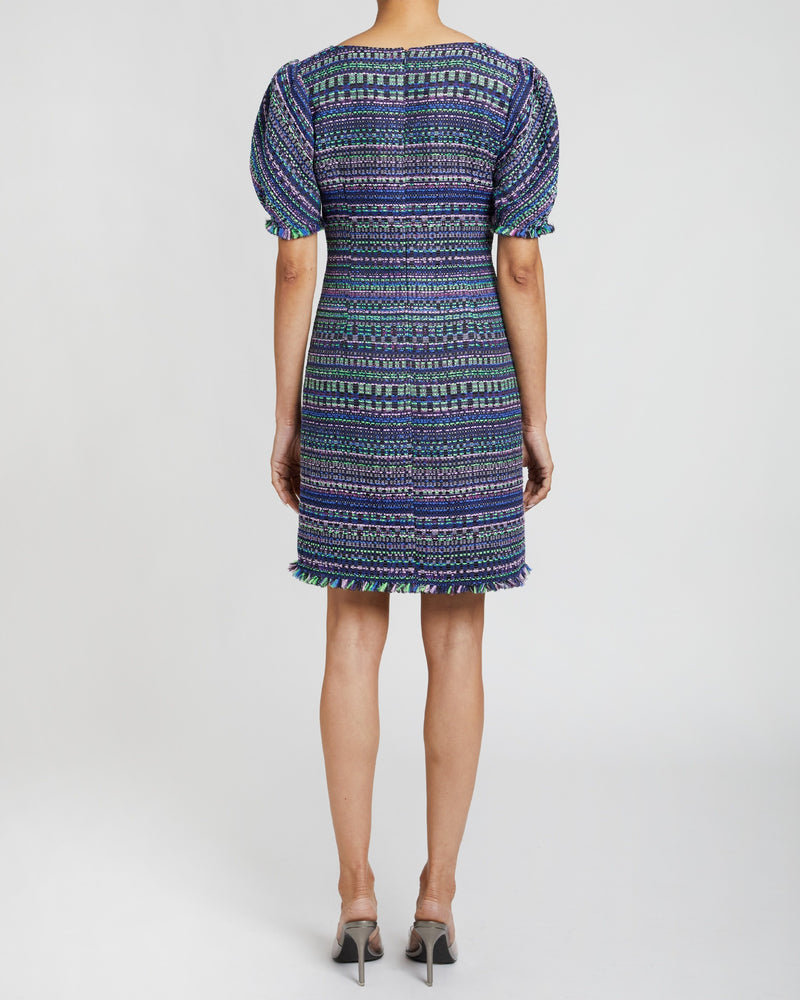 BIANCA Tweed Shift Dress with Puff Sleeves