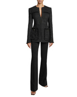 BRITT Black with Gold Lurex Tweed Jacket with Fringe Detail