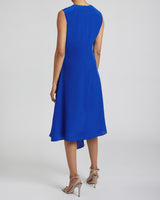 CECILIA Sleeveless Silk Midi Dress with Asymmetrical Hem