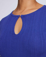 CHARLENE Ribbed Keyhole Knit Top in Merino Wool