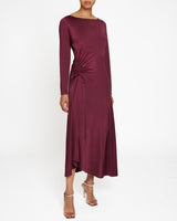 TIA Long Sleeve Handkerchief Midi Jersey Dress