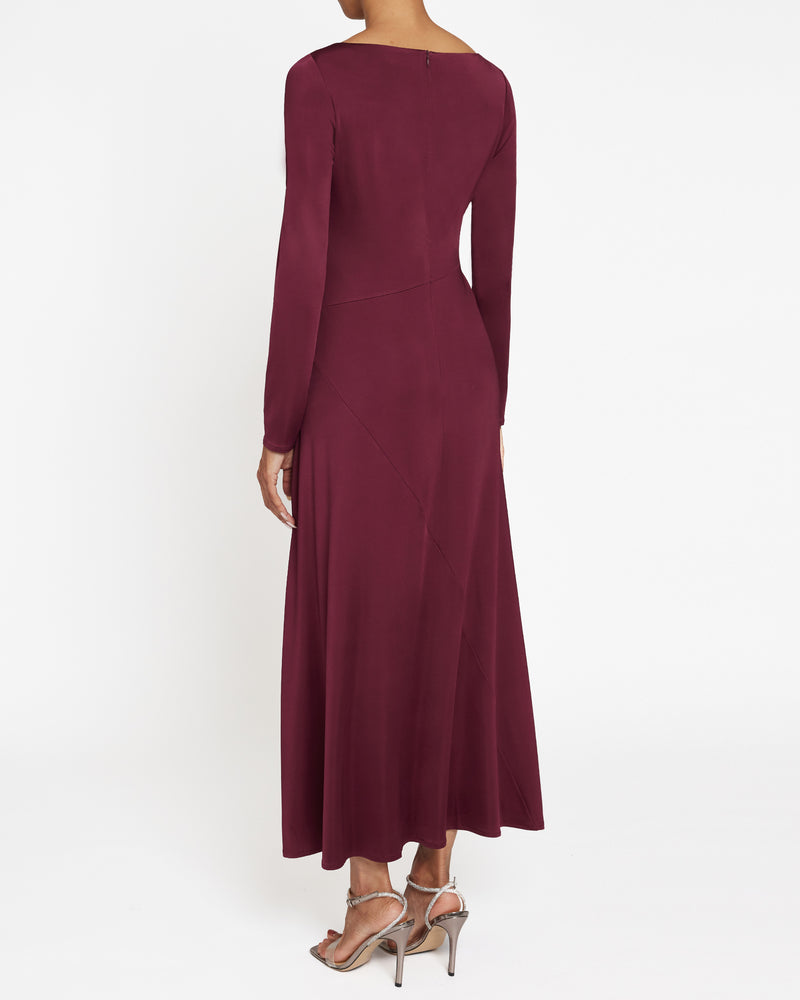 TIA Long Sleeve Handkerchief Midi Jersey Dress