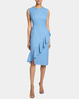 CAMI Sleeveless Sheath Dress with Skirt Ruffle in Luxury Tweed