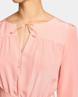 TESSA Long Sleeve Midin Fit and Flare Sress in Silk Crepe de Chine