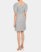 VIOLET A-Line Shift Dress with Puff Sleeves in Luxury Tweed with Lurex