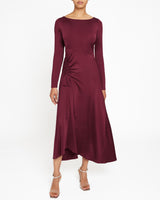 TIA Long Sleeve Handkerchief Midi Jersey Dress