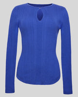 CHARLENE Ribbed Keyhole Knit Top in Merino Wool