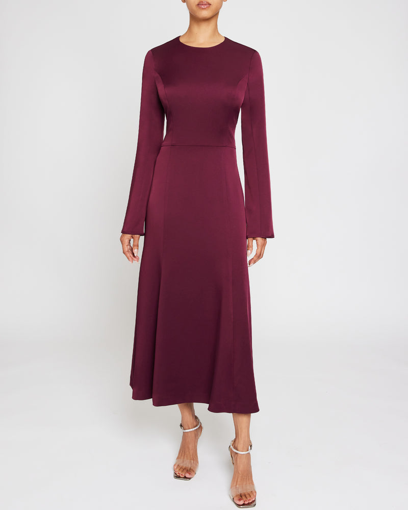 CHARLIZE Long Sleeve Fit & Flare Midi Dress