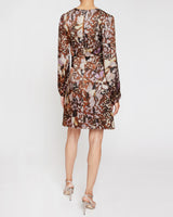 DARYA Long Sleeve Dress in Abstract Floral Silk Blend