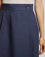 DREW A-Line Midi Cotton Skirt with Buttoned Waistband