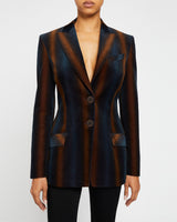 ENRICA Double Button Blazer in Ombre Striped Velvet