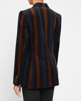 ENRICA Double Button Blazer in Ombre Striped Velvet