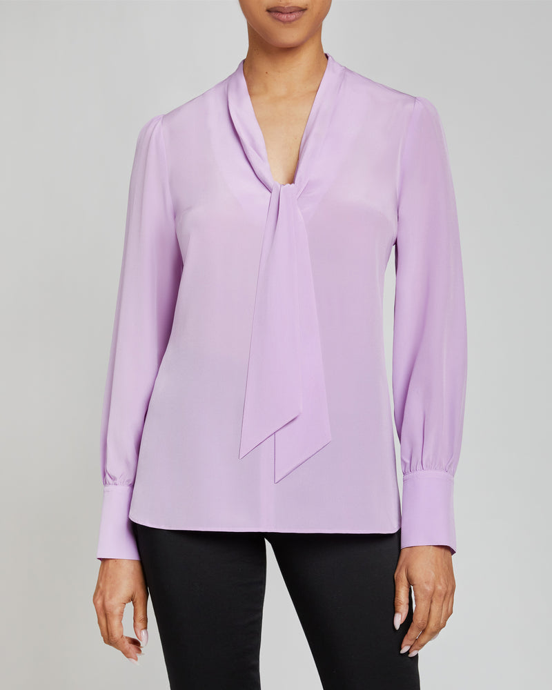 FRANCIS Blouse with Neck Tie in Silk Crepe de Chine