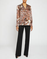 FRANCIS Blouse with Neck Tie in Abstract Floral Silk