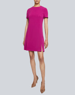 KATE Short Sleeve Shift Dress with Skirt Zippered Slit Detail