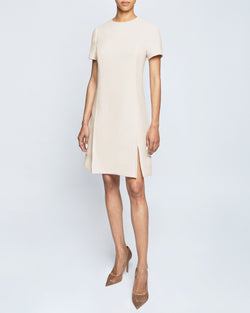 KATE Short Sleeve Shift Dress with Skirt Zippered Slit Detail