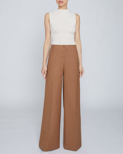 LILY Wide Leg Pant in Stretch Cotton Blend