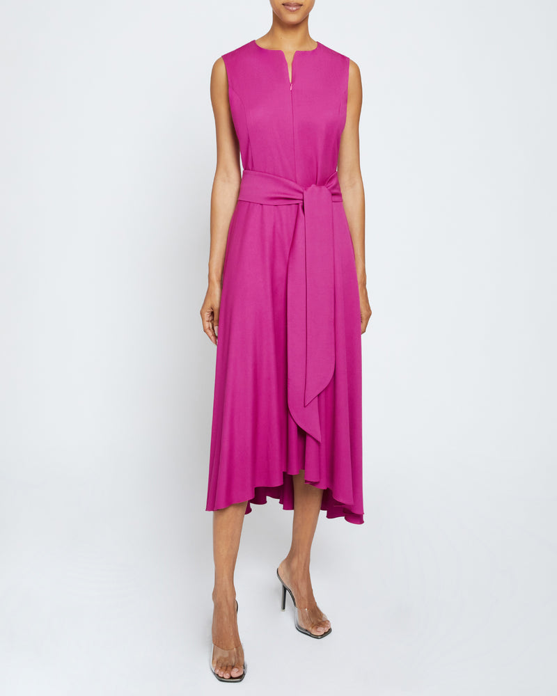 MADISON Sleeveless Hi-Lo Midi Dress with Front Zipper