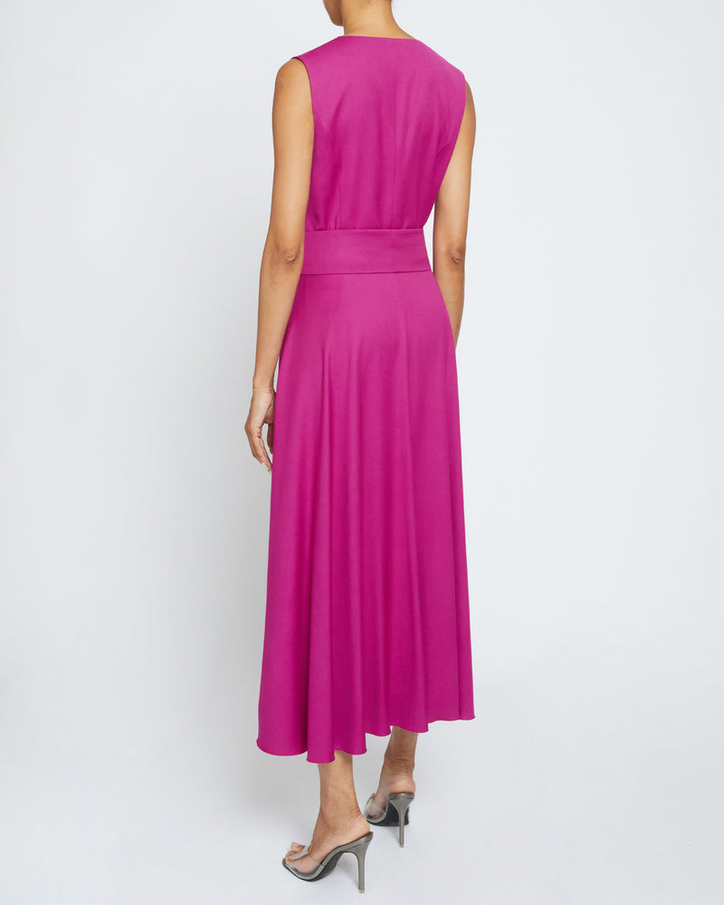 MADISON Sleeveless Hi-Lo Midi Dress with Front Zipper