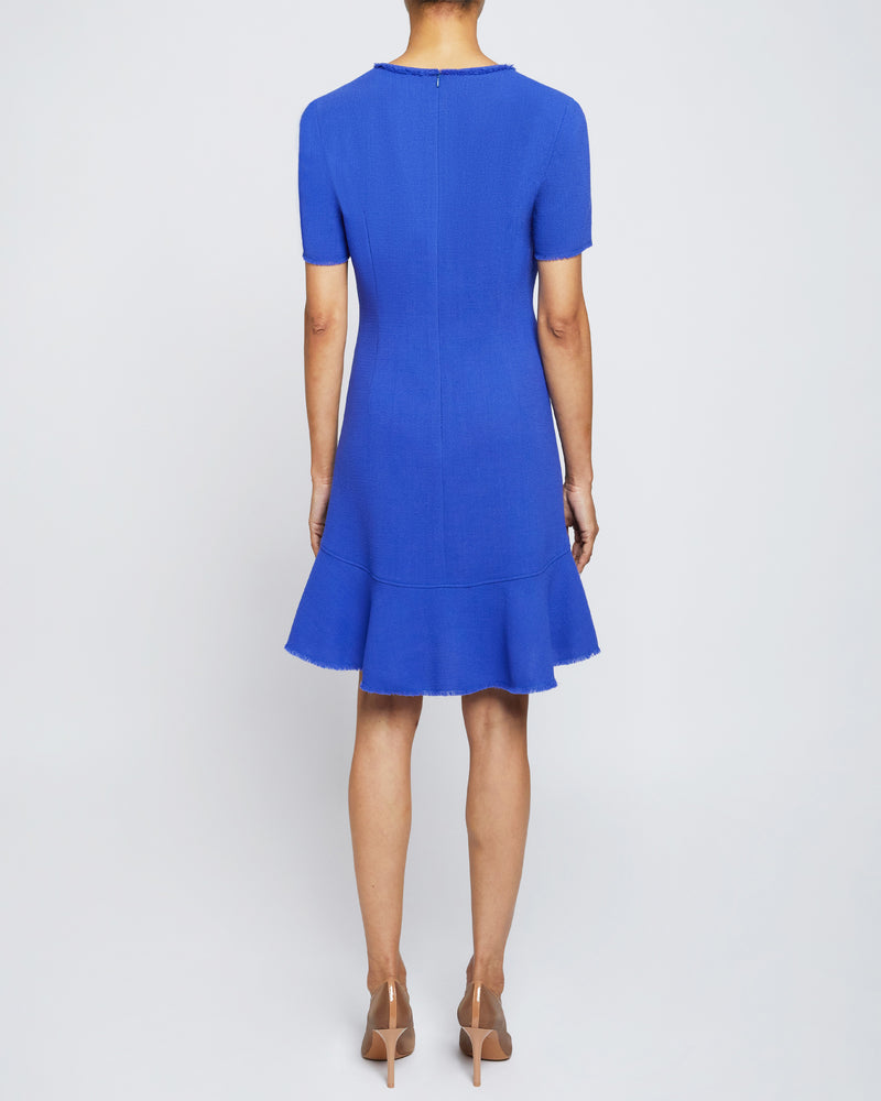 MANTA Short Sleeve A-Line Sheath Dress in Luxury Wool Crepe