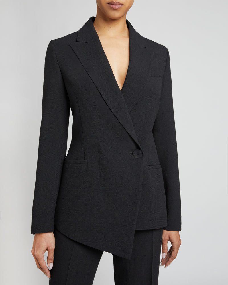 MARA Asymmetrical Blazer in Luxury Wool Crepe Santorelli