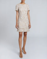 MELANIA Short Sleeve Shift Dress in Modern Tweed