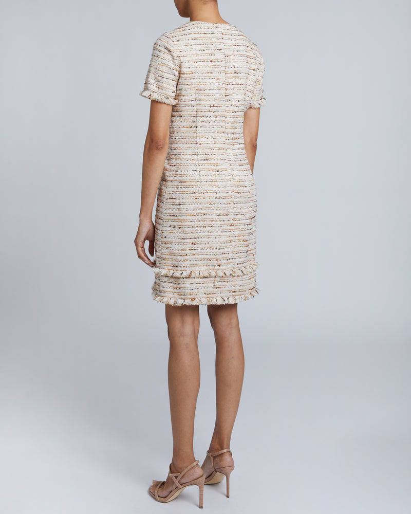 MELANIA Short Sleeve Shift Dress in Modern Tweed