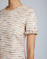 MELANIA Short Sleeve Shift Dress in Modern Tweed