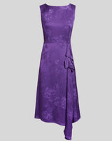 NICA Sleeveless Dress with Side Ruffle in Tonal Satin Jacquard