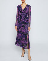 PIPER Cowl Neck Dress in Abstract Floral Crinkled Georgette