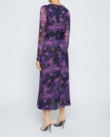 PIPER Cowl Neck Dress in Abstract Floral Crinkled Georgette