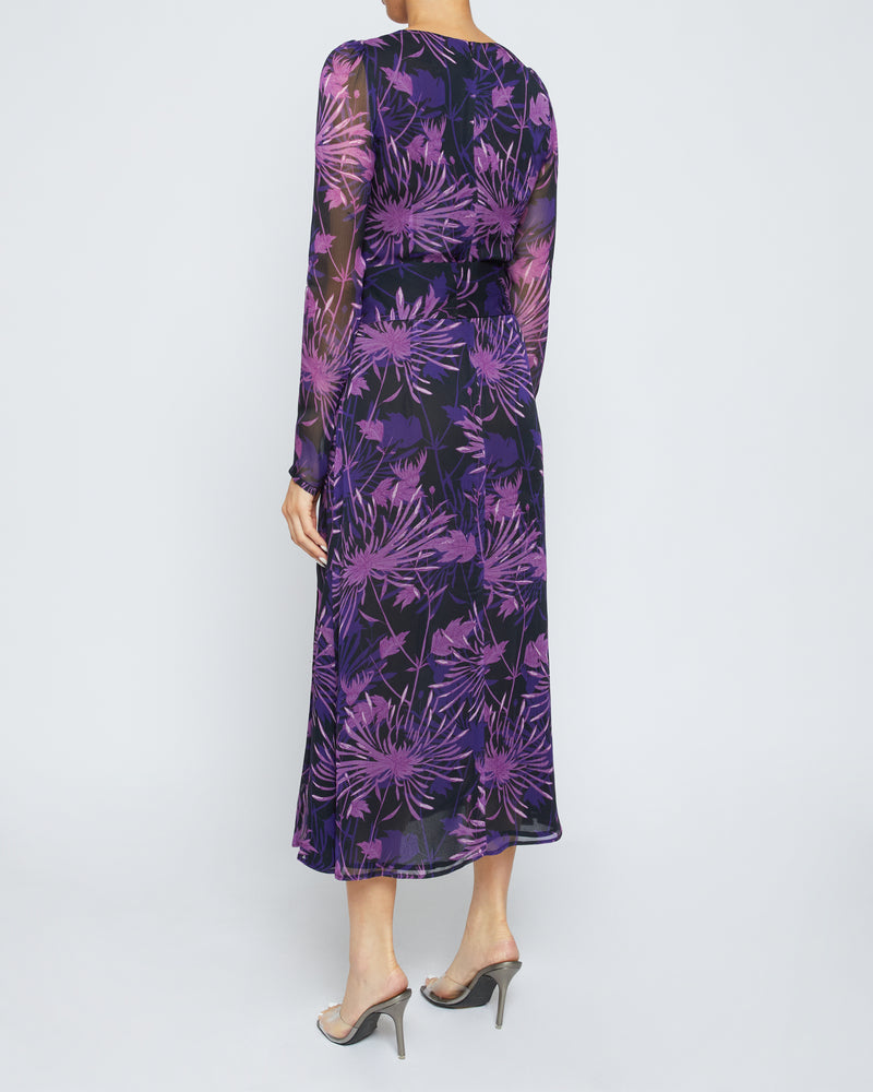 PIPER Cowl Neck Dress in Abstract Floral Crinkled Georgette