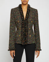 RITA Tweed Jacket with Fringe Detail and Accent Buttons