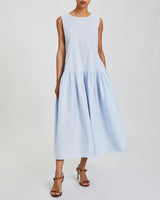 STELLA Sleeveless Drop-Waist Midi Dress in Breathable Cotton