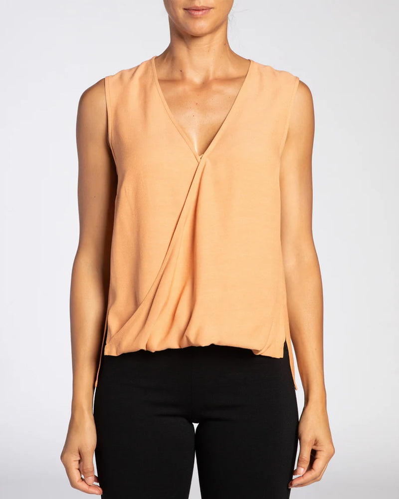 KEONA Sleeveless Faux Wrap Silk Top